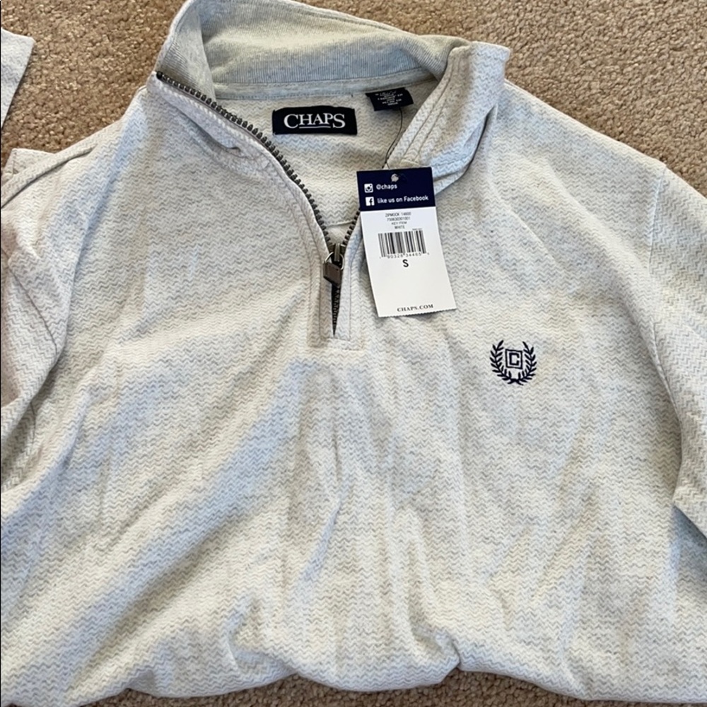 Chaps Zip Mock Long Sleeve White New Men’s Small